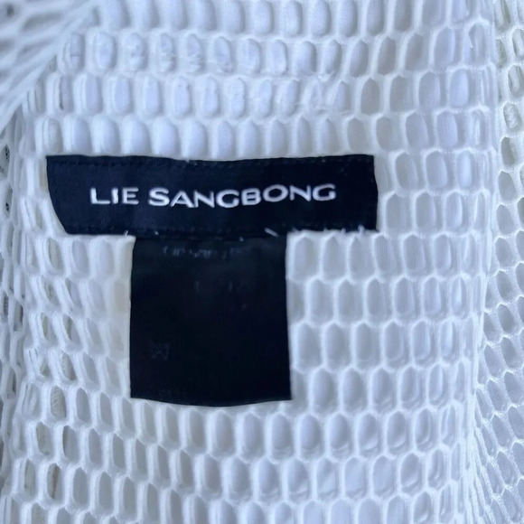 LIE SANGBONG Designer Mesh Blazer Long Sleeve V-neck Jacket Ivory Women’s Size S - Picture 3 of 3